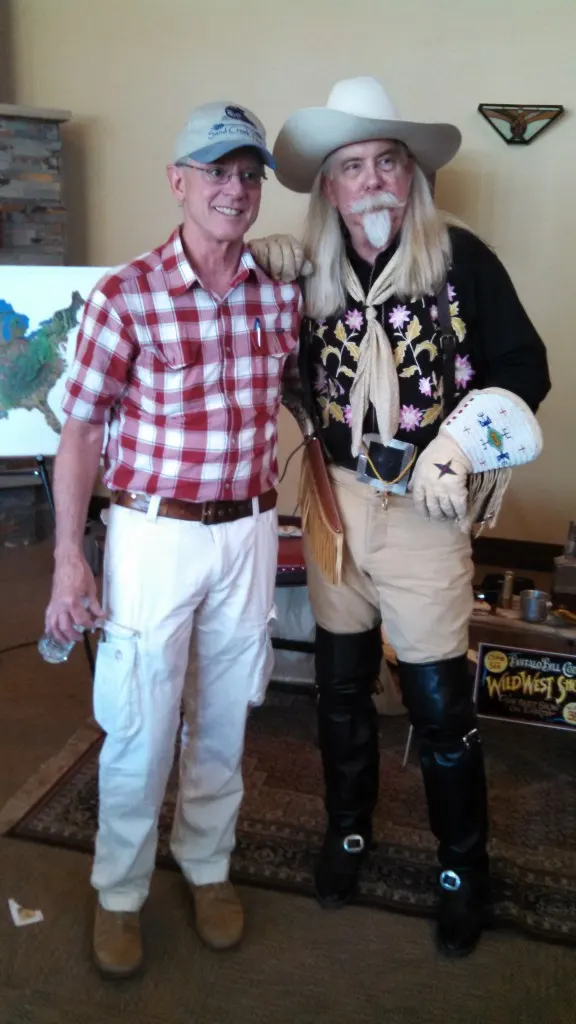 Buffalo Bill reenactor Gunny Jeff and author Dr. Jefferson Broome up at the Overland Trail Museum on Independence Day