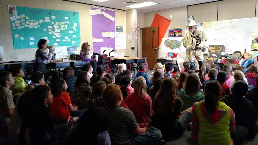 EVERYONE had a question for "Buffalo Bill" after the South Ridge Elementary's 4th grade Buffalo Bill Experience