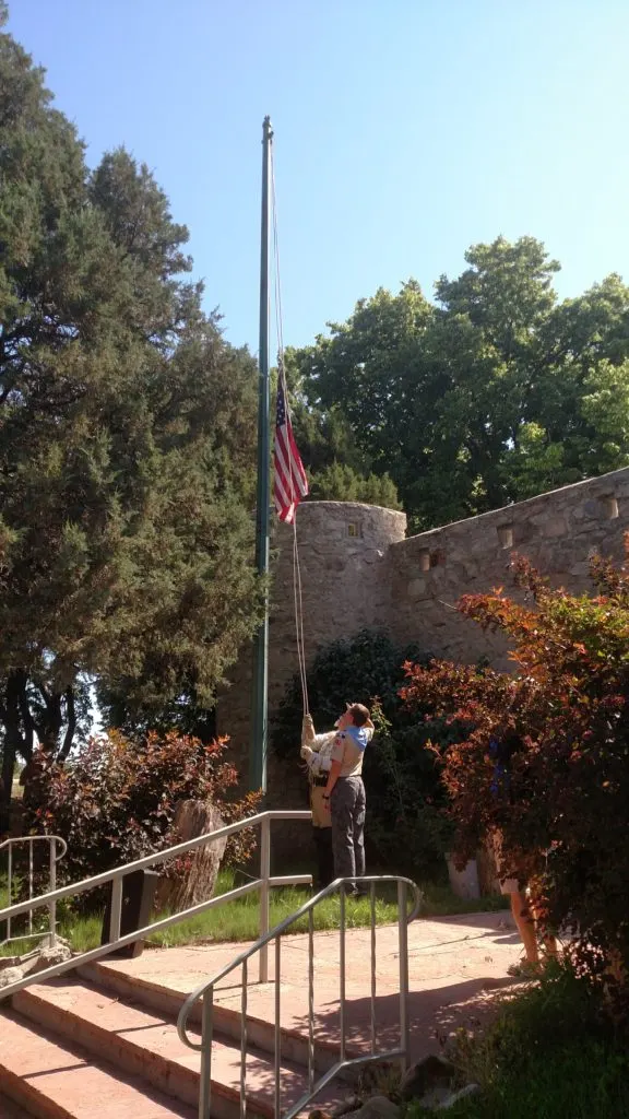 Opening ceremony flag raising at the Overland Trail Independence Day celebration