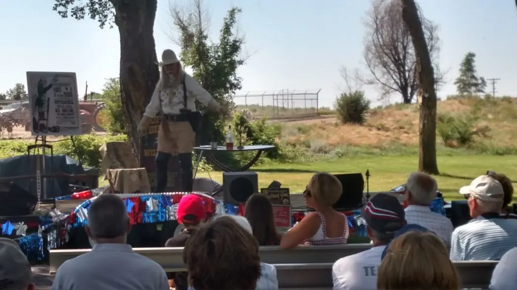 Buffalo Bill impersonator, Gunny Jeff Norman performing for a couple hundred folks at the Overland Trail Museum in Sterling CO