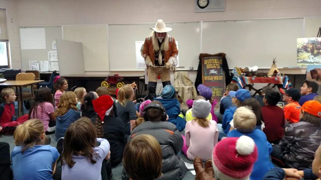 Some serious eye contact goin' on with Buffalo Bill Cody  reenactor Gunny Jeff Norman of the Buffalo Bill Experience! 
