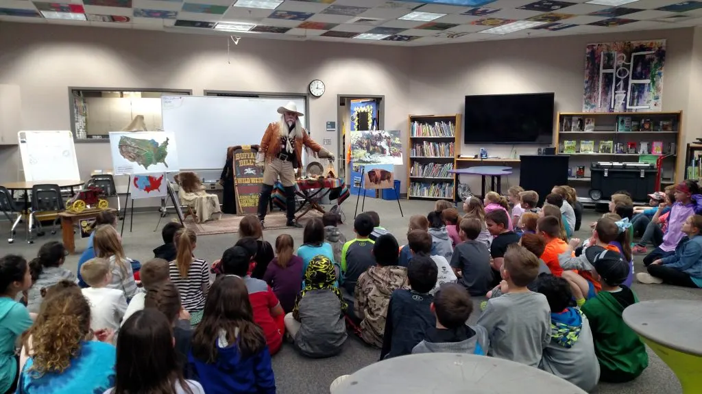 Buffalo Bill "making a point" at Highland's Ranch Heritage Elementary School!